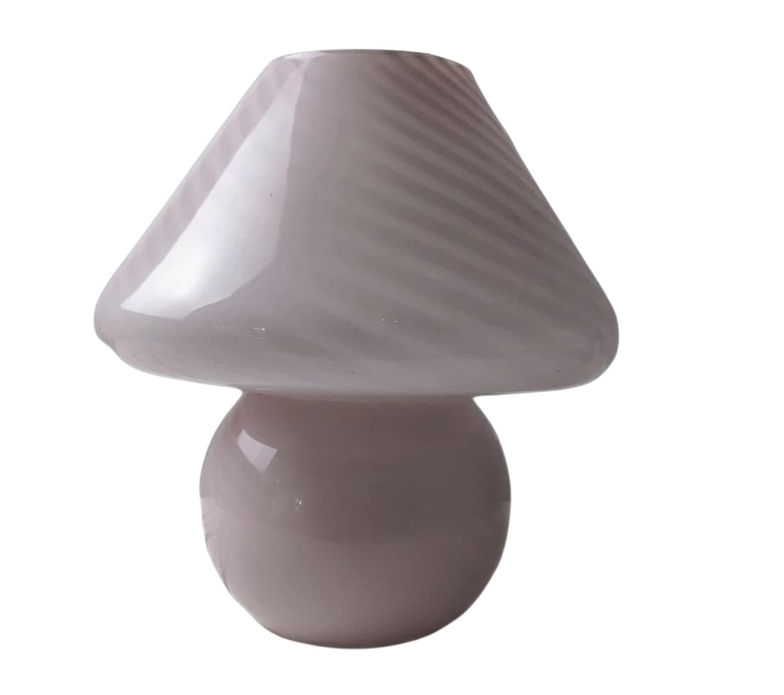 Vintage Murano Style Swirl Glass Mushroom Lamp - Pink Table Light — photo 1 of 10