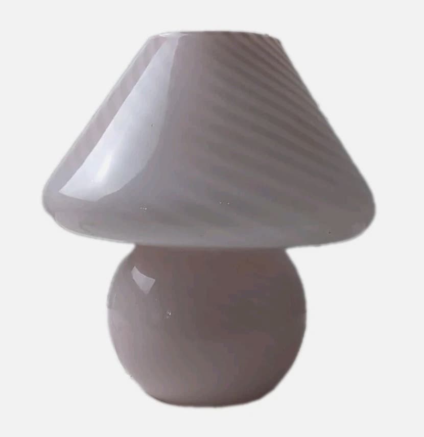 Vintage Murano Style Swirl Glass Mushroom Lamp - Pink Table Light — photo 2 of 10