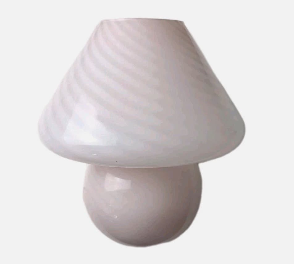 Vintage Murano Style Swirl Glass Mushroom Lamp - Pink Table Light — photo 3 of 10