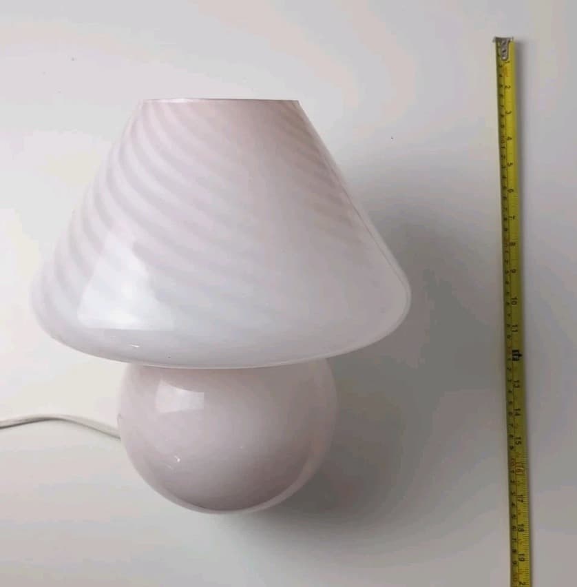 Vintage Murano Style Swirl Glass Mushroom Lamp - Pink Table Light — photo 6 of 10