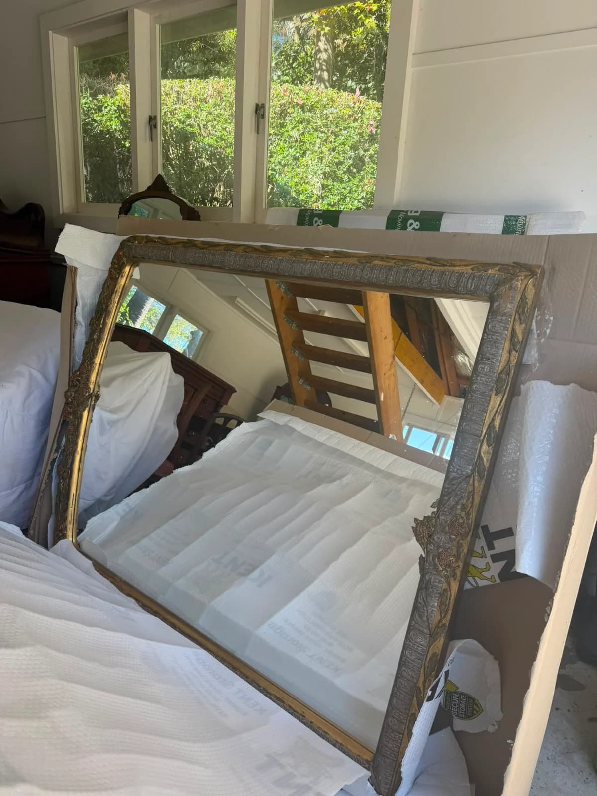 Vintage Ornate Gold Gilt Rectangular Wall Mirror Large Decorative Frame — photo 2 of 6