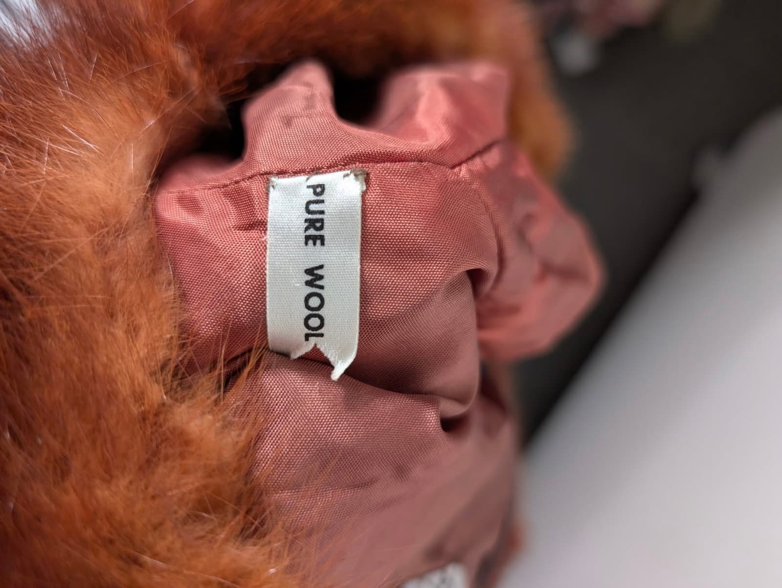 Vintage Raoul Couture Brown Wool Evening Dress with Faux Fur Collar — photo 5 of 9