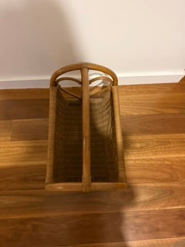 Vintage Rattan Wicker Magazine Rack Heart Design Brown — photo 3 of 4