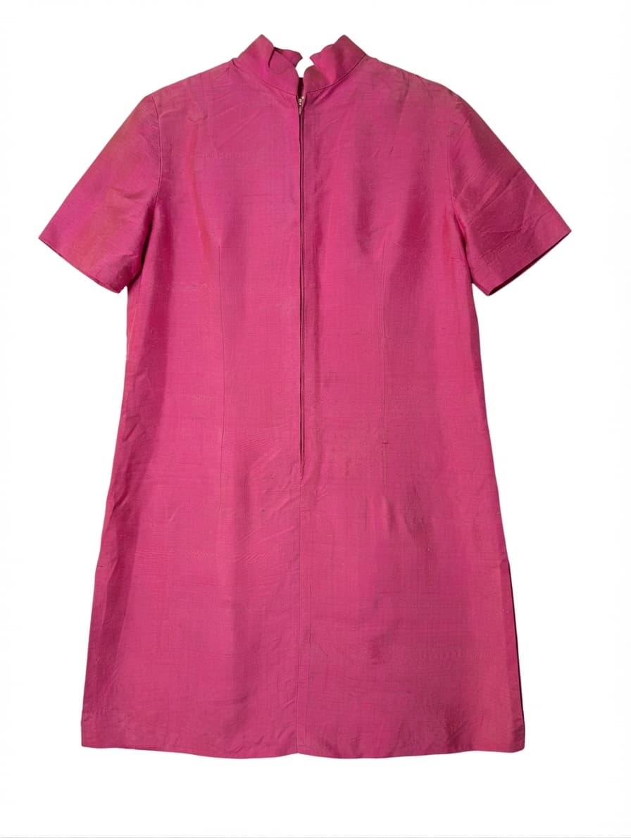 Vintage Raw Silk Cheongsam Tunic Dress Hot Pink — photo 1 of 8