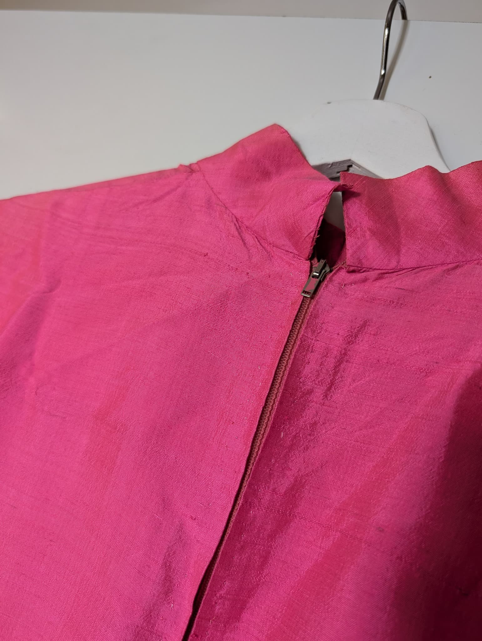 Vintage Raw Silk Cheongsam Tunic Dress Hot Pink — photo 2 of 8