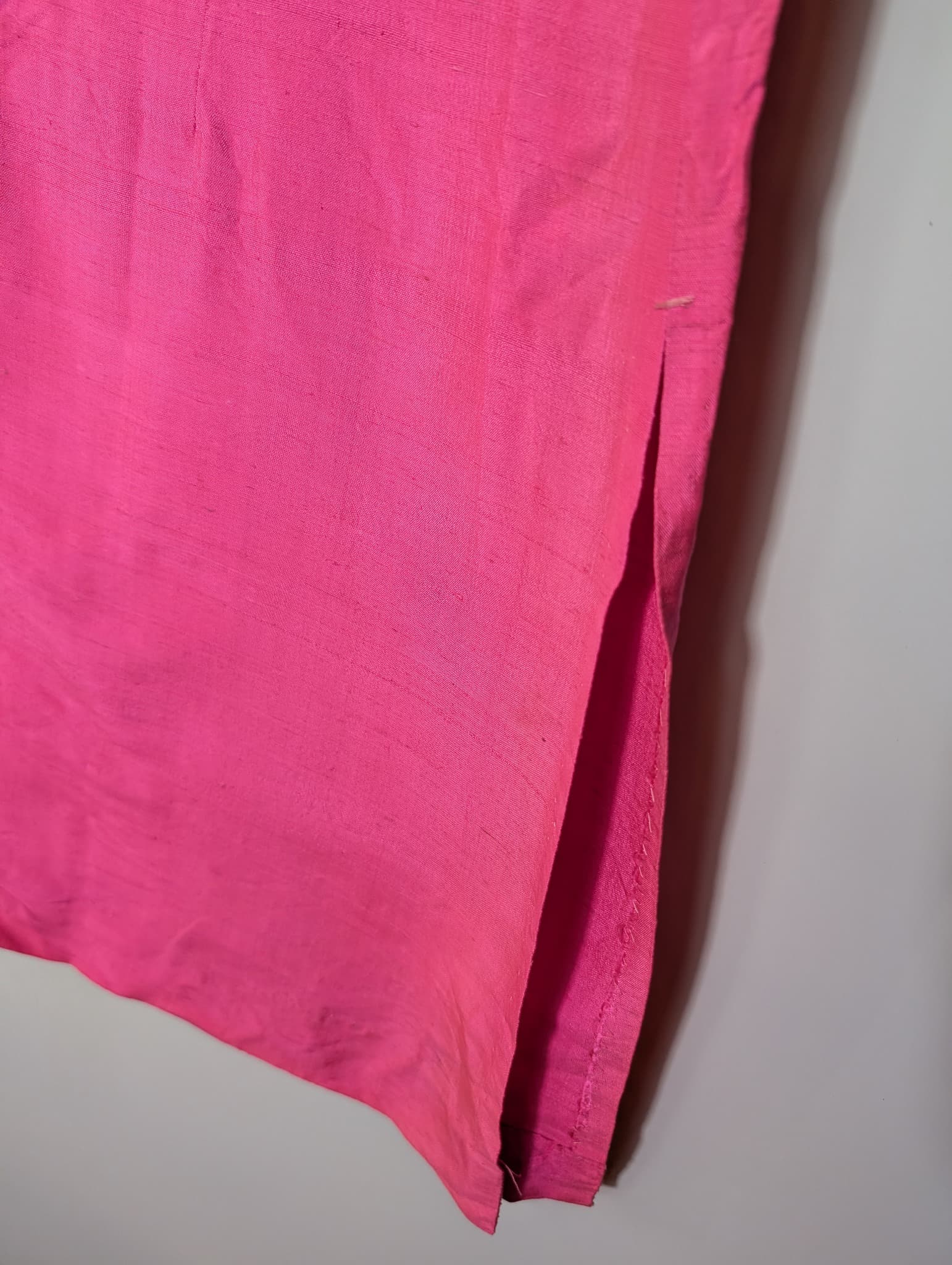 Vintage Raw Silk Cheongsam Tunic Dress Hot Pink — photo 3 of 8