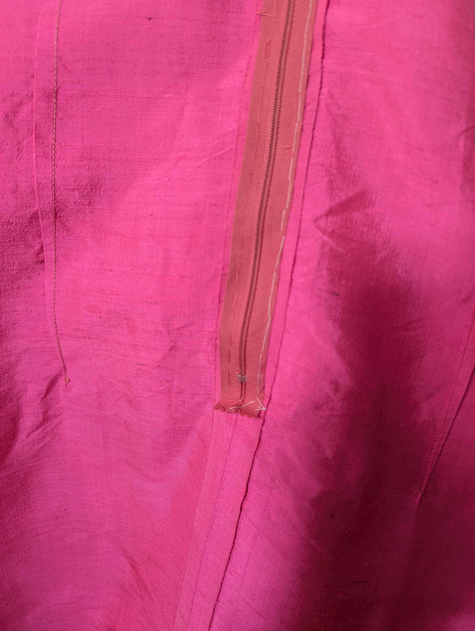Vintage Raw Silk Cheongsam Tunic Dress Hot Pink — photo 7 of 8
