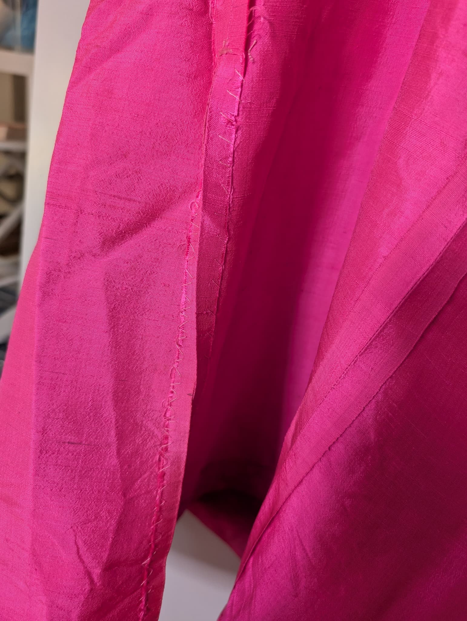 Vintage Raw Silk Cheongsam Tunic Dress Hot Pink — photo 8 of 8