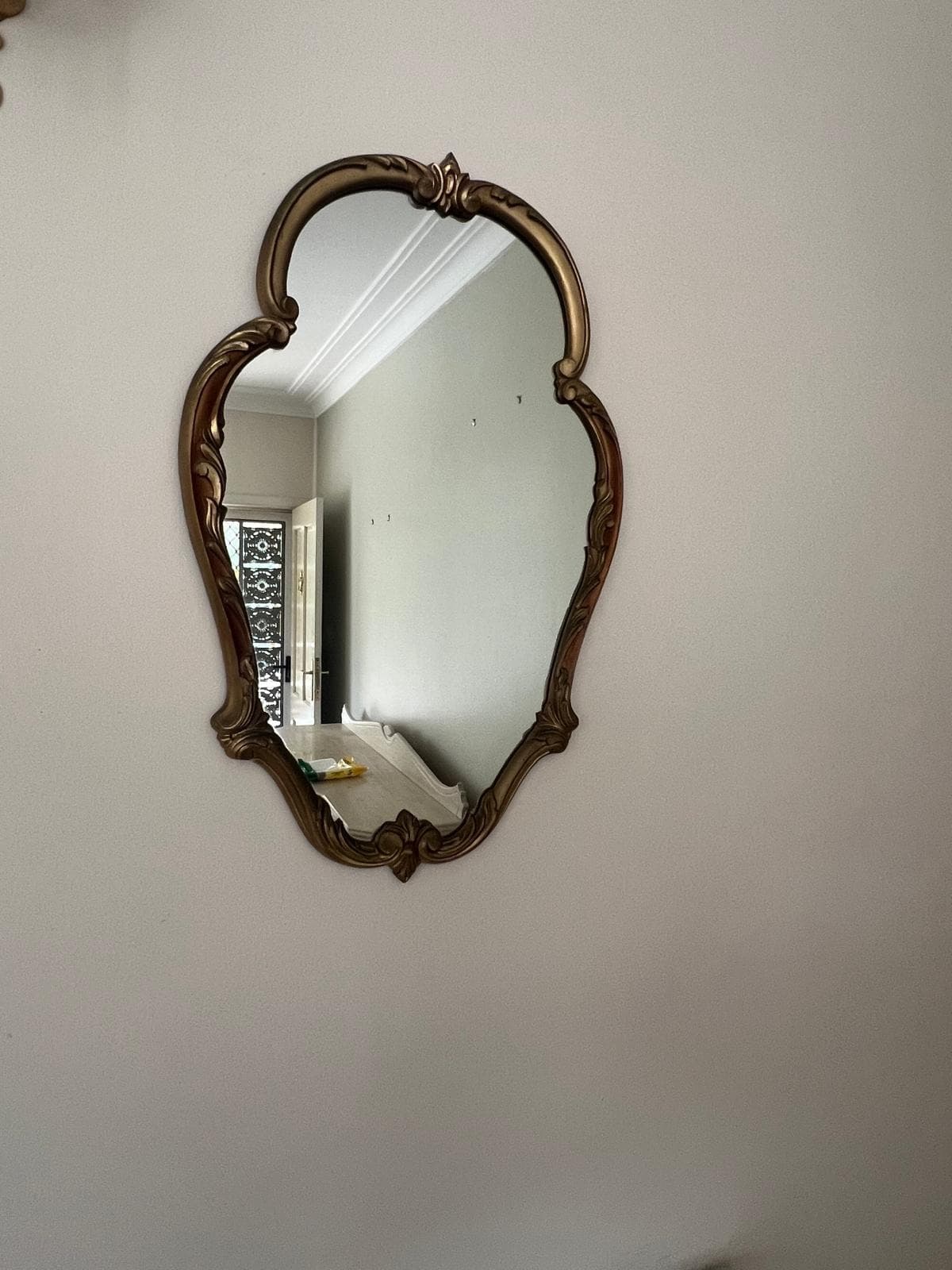 Vintage Rococo Style Brass Console Table And Mirror Set — photo 3 of 4