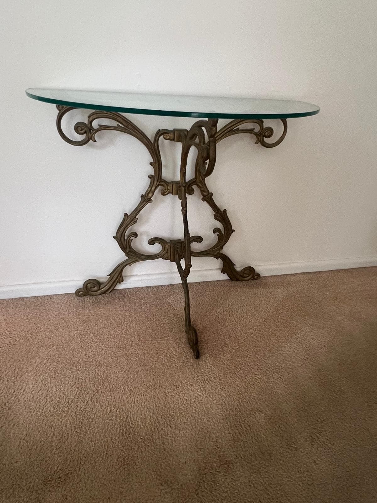 Vintage Rococo Style Brass Console Table And Mirror Set — photo 4 of 4