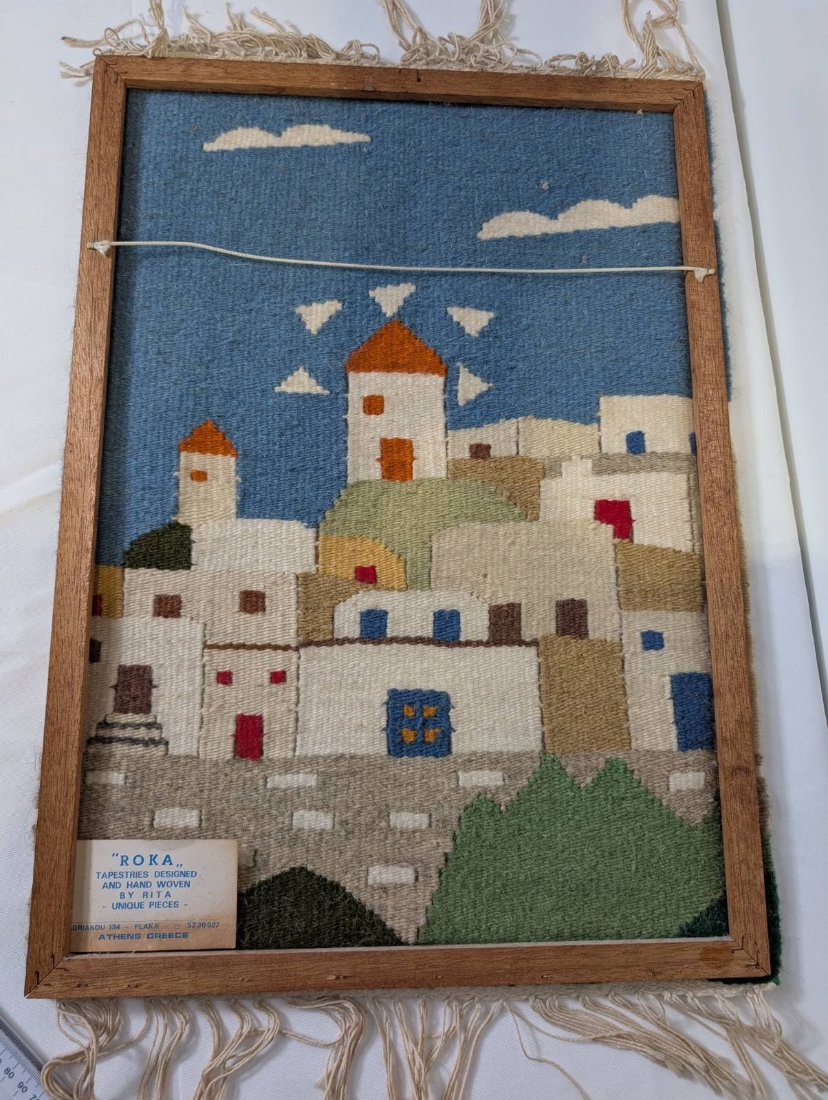 Vintage Roka Athens Handwoven Greek Village Tapestry Wall Hanging — photo 5 of 7