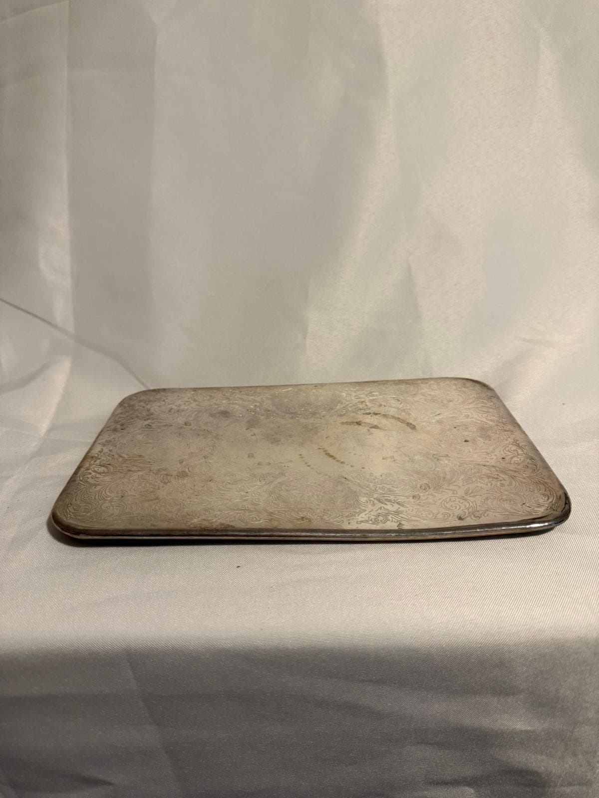 Vintage Silver Plated Rectangular Serving Tray Floral Engraved — photo 4 of 7