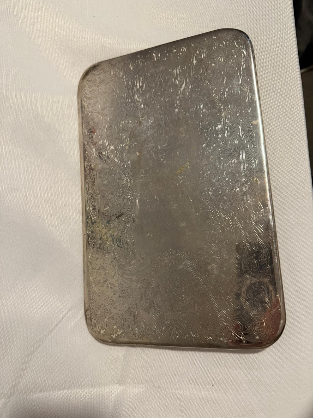 Vintage Silver Plated Rectangular Serving Tray Floral Engraved — photo 6 of 7