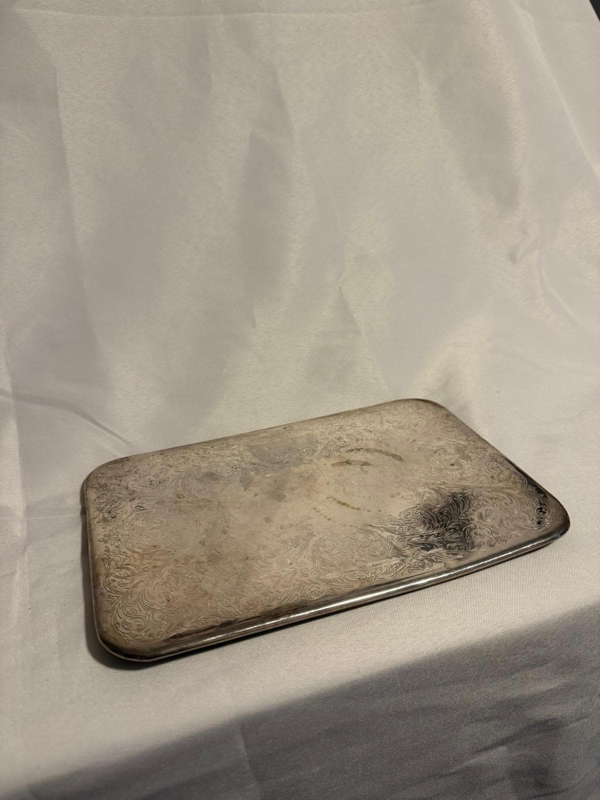 Vintage Silver Plated Rectangular Serving Tray Floral Engraved — photo 7 of 7
