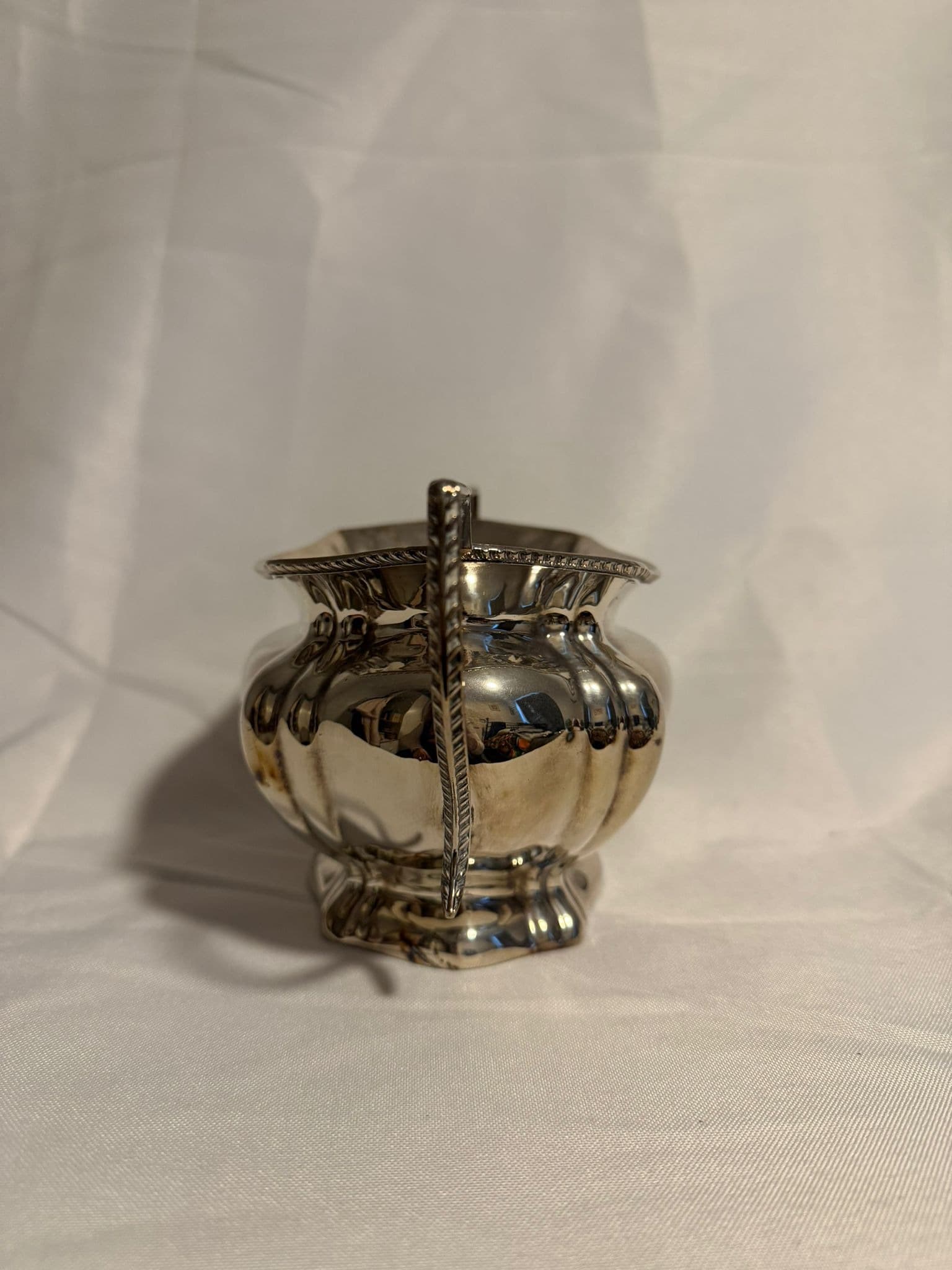 Vintage Silver-Plated Sugar Bowl Two-Handled Scalloped Edge — photo 8 of 8