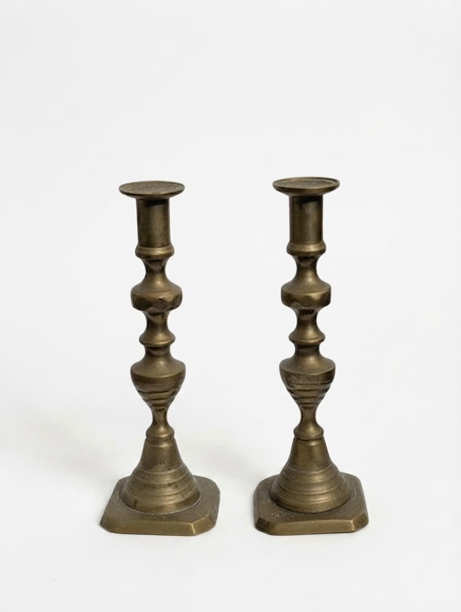 Vintage Solid Brass Candlestick Holders Set of 2 — photo 1 of 2