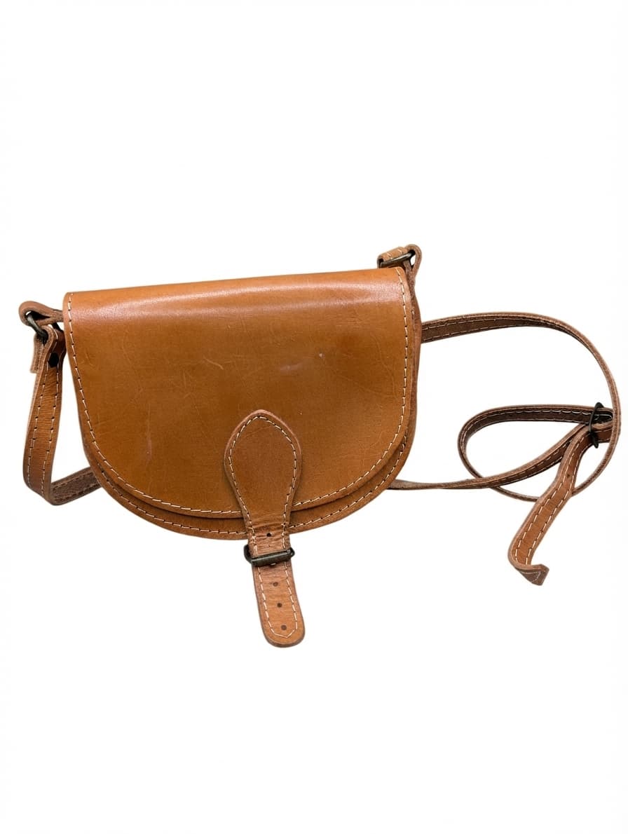 Vintage Style Leather Saddle Crossbody Bag Tan — photo 1 of 9