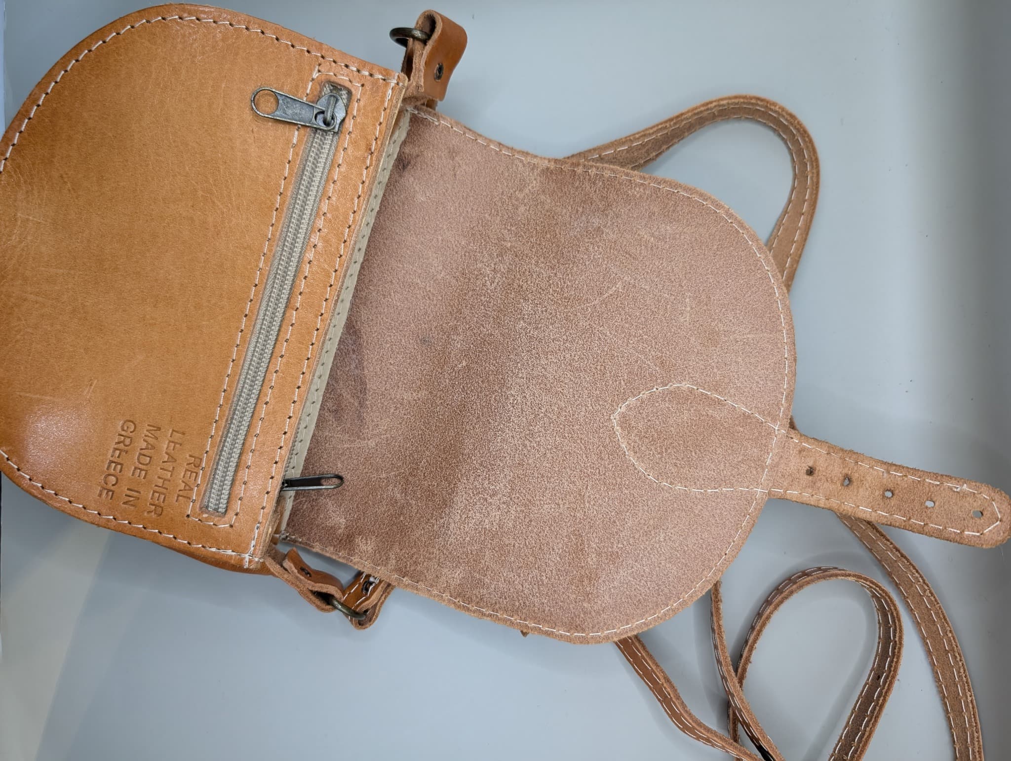 Vintage Style Leather Saddle Crossbody Bag Tan — photo 6 of 9