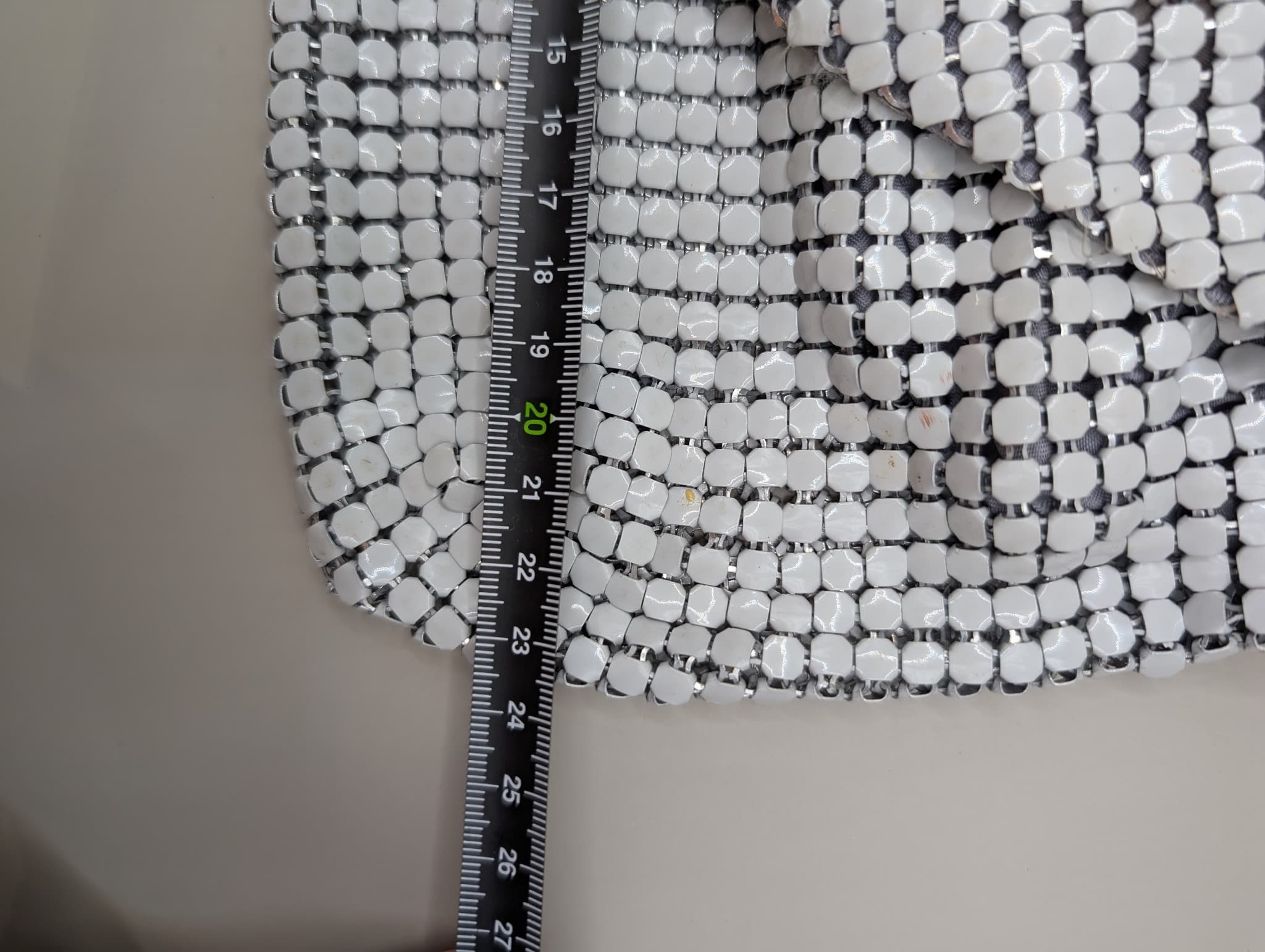 Vintage Style Metal Mesh Evening Bag White — photo 8 of 9