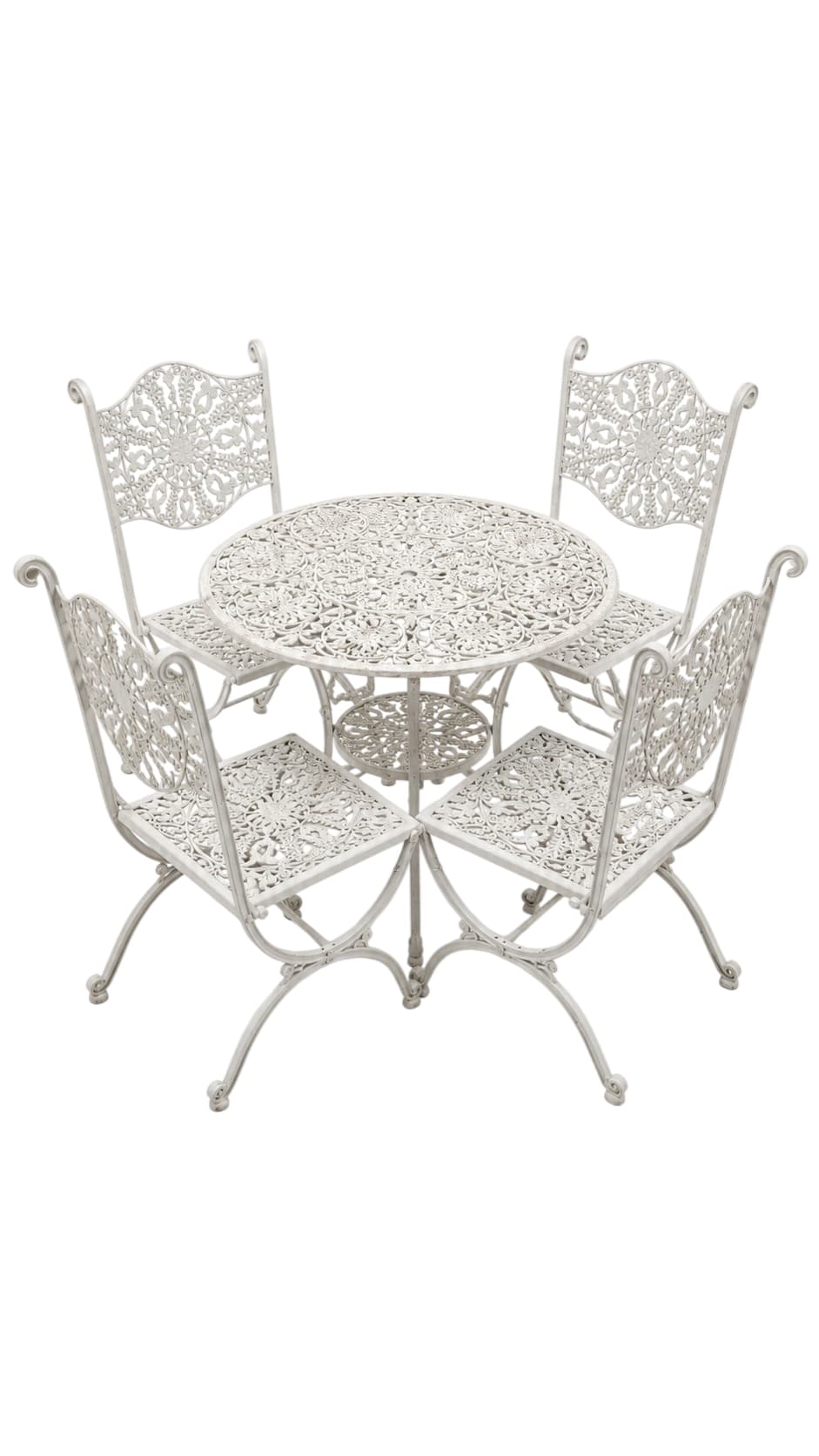 Vintage Style Ornate Cast Aluminum Bistro Set - White Garden Furniture — photo 1 of 9