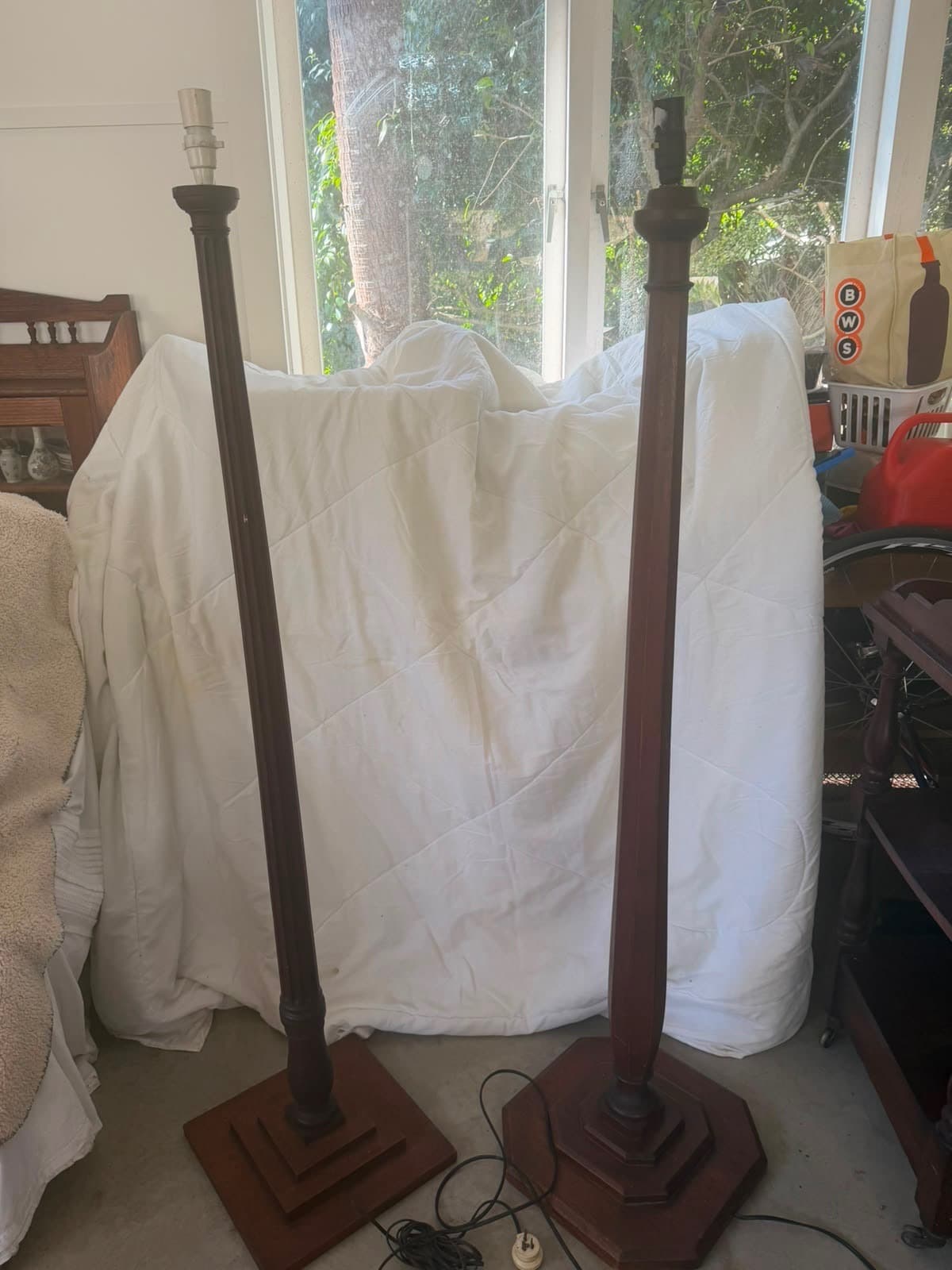 Vintage Turned Wood Floor Lamp Base Dark Timber — photo 3 of 4
