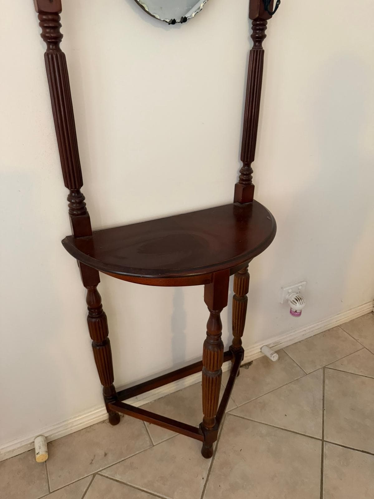 Vintage Victorian Style Wooden Hall Stand with Bevelled Mirror and Coat Hooks — photo 3 of 10
