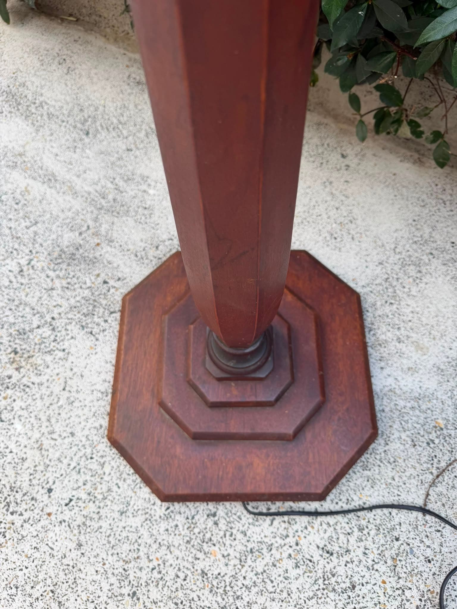 Vintage Wooden Floor Lamp Hexagonal Base Turned Column Design — photo 2 of 3