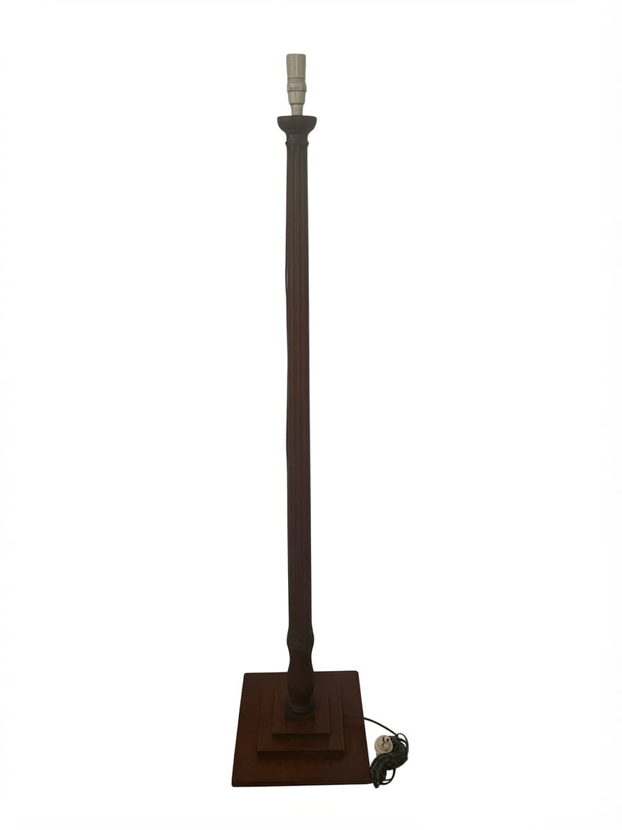 Vintage Wooden Fluted Column Floor Lamp Base Dark Brown — photo 1 of 4