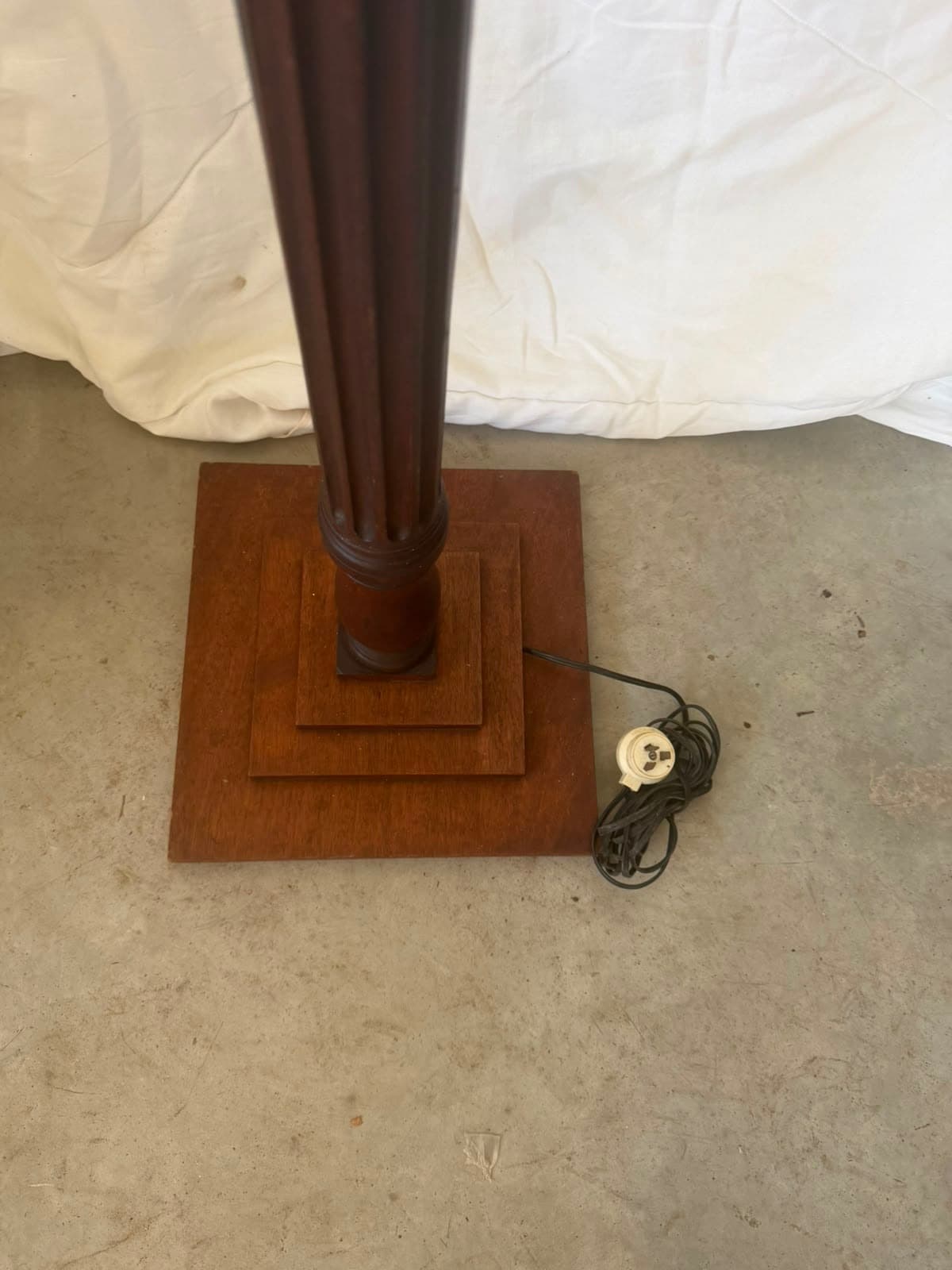 Vintage Wooden Fluted Column Floor Lamp Base Dark Brown — photo 2 of 4