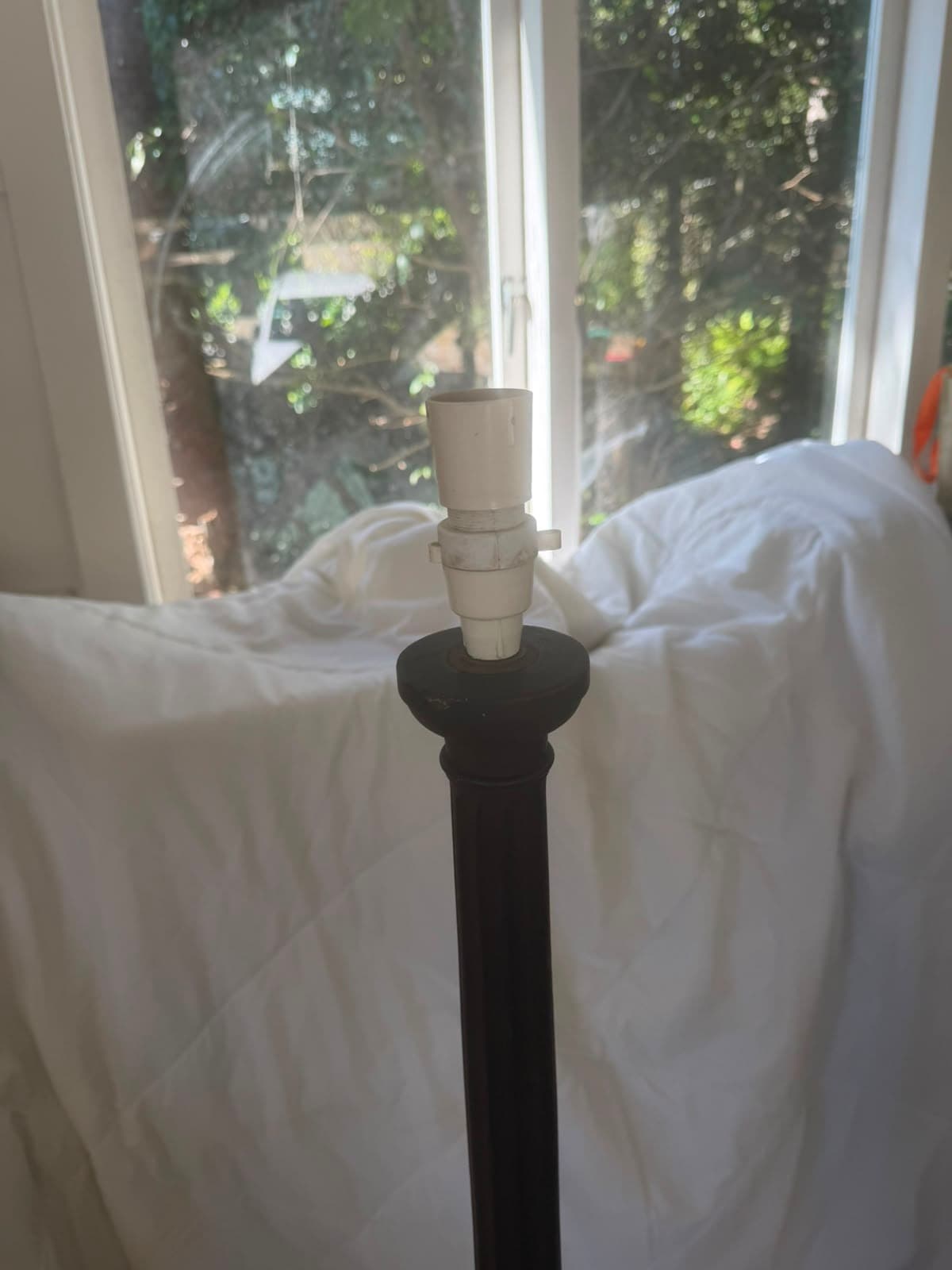 Vintage Wooden Fluted Column Floor Lamp Base Dark Brown — photo 4 of 4