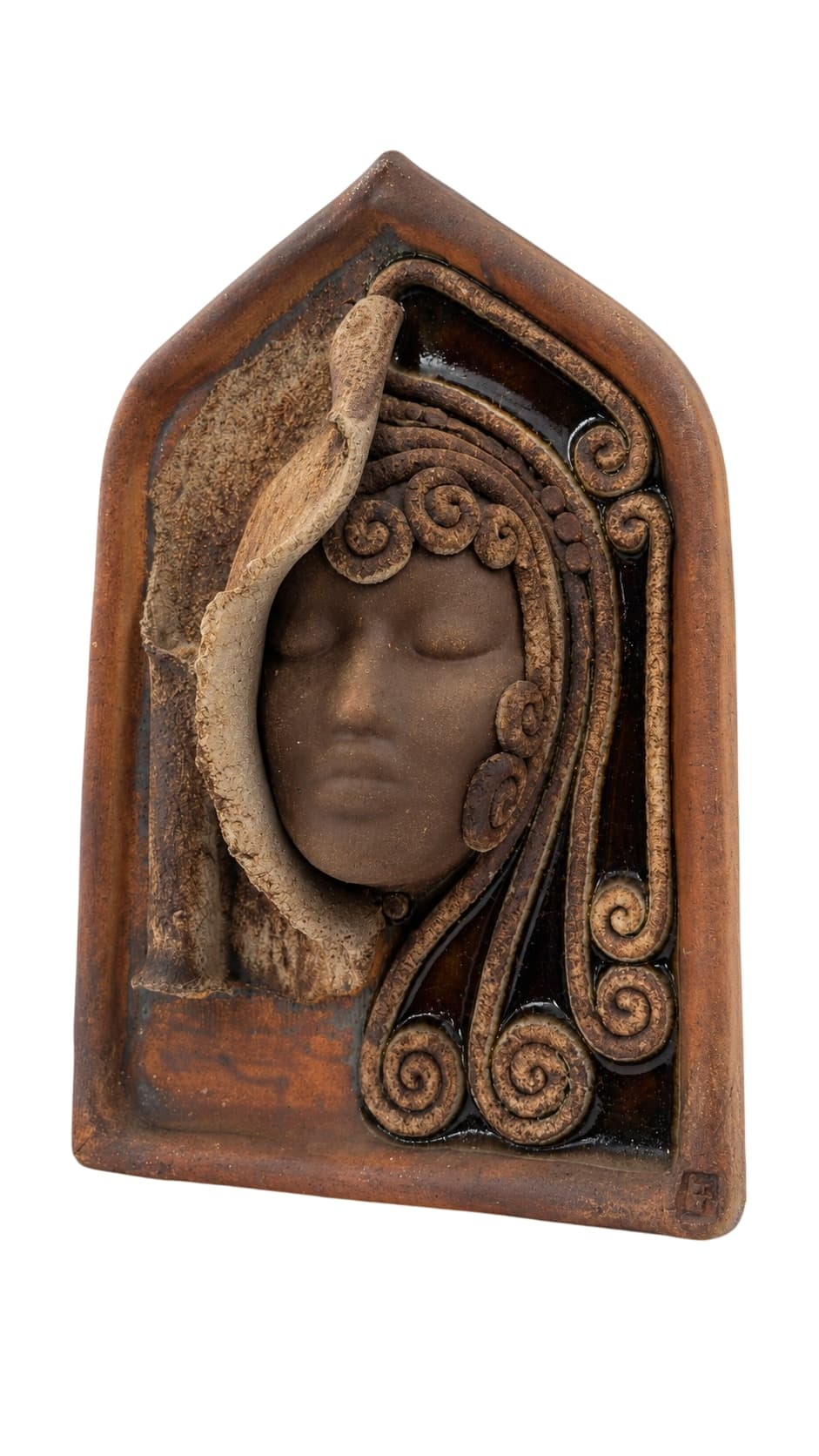 Vintage Zenkall Ceramics Australia Female Face Relief Wall Plaque — photo 1 of 11