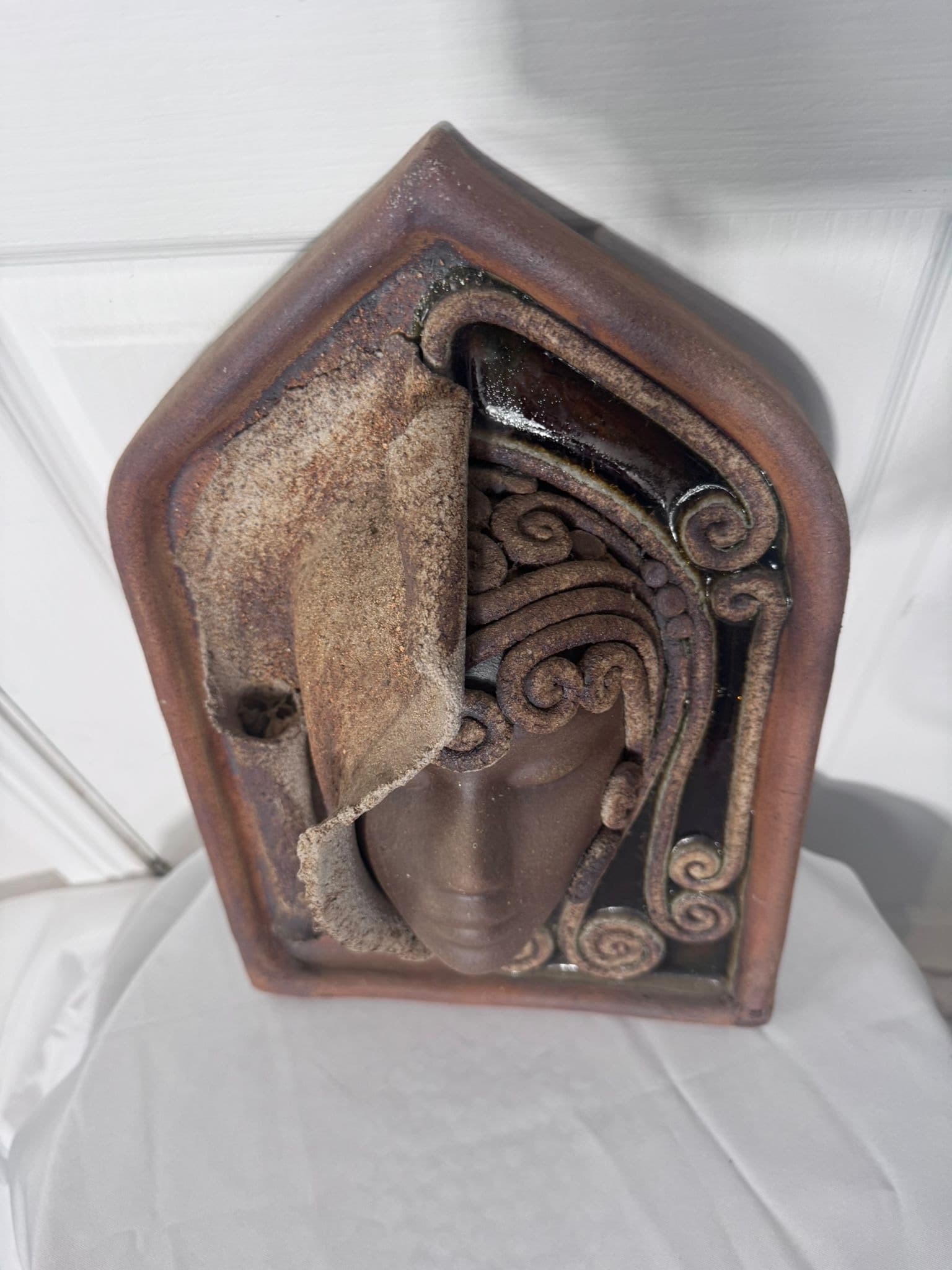 Vintage Zenkall Ceramics Australia Female Face Relief Wall Plaque — photo 5 of 11