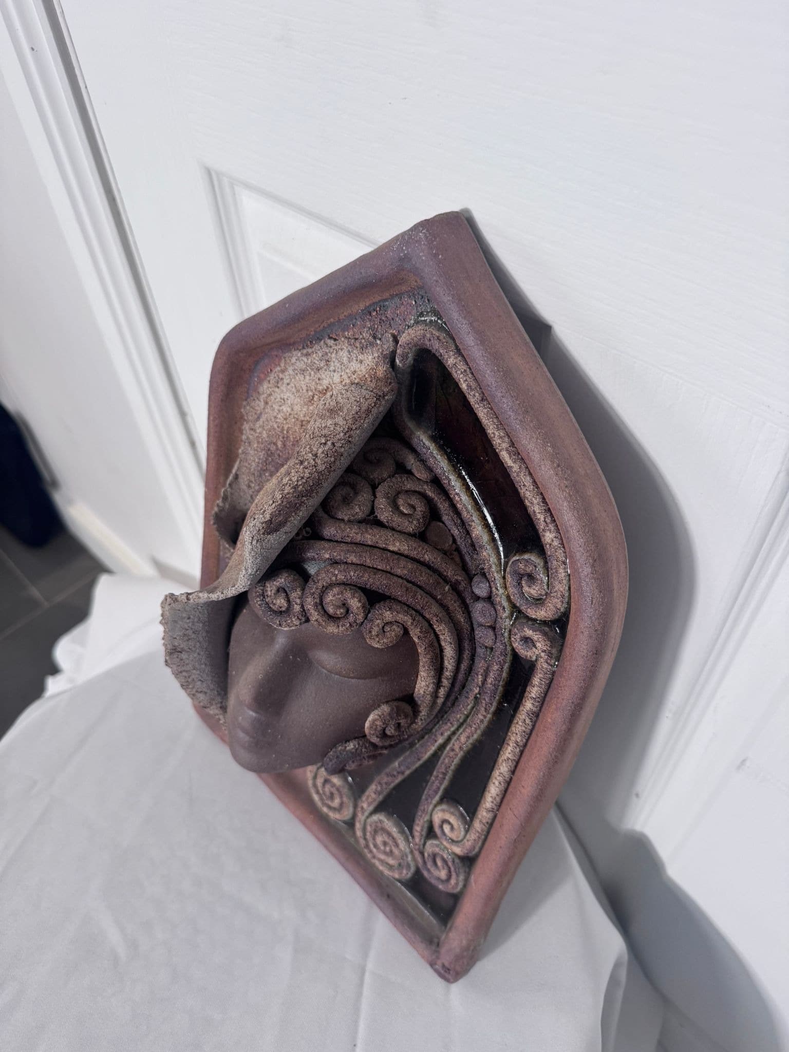 Vintage Zenkall Ceramics Australia Female Face Relief Wall Plaque — photo 7 of 11