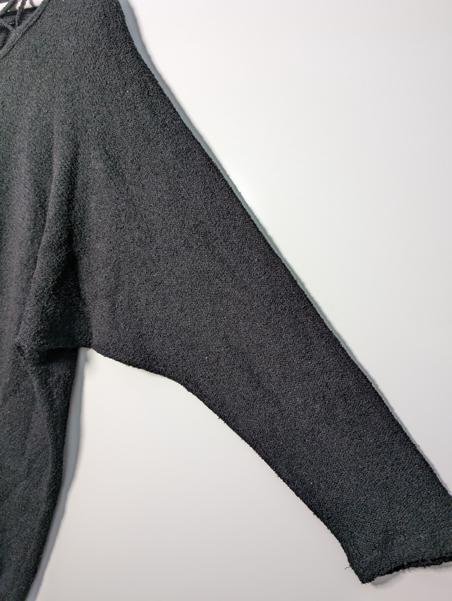 Vivian Chan Shaw Knit Sweater Lattice Neckline Black — photo 3 of 7