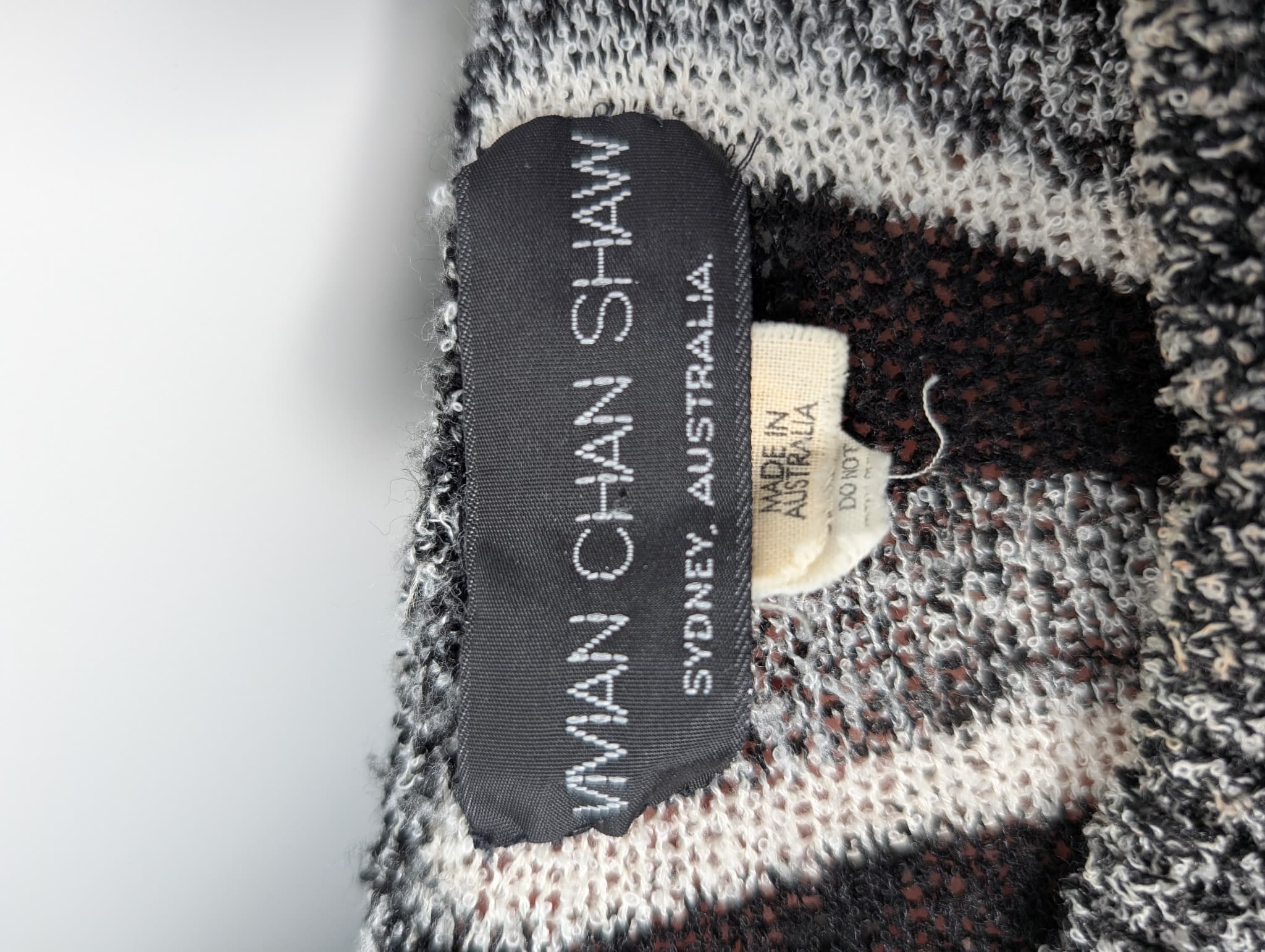 Vivian Chan Shaw Mock Neck Striped Knit Sweater Black Grey — photo 5 of 7
