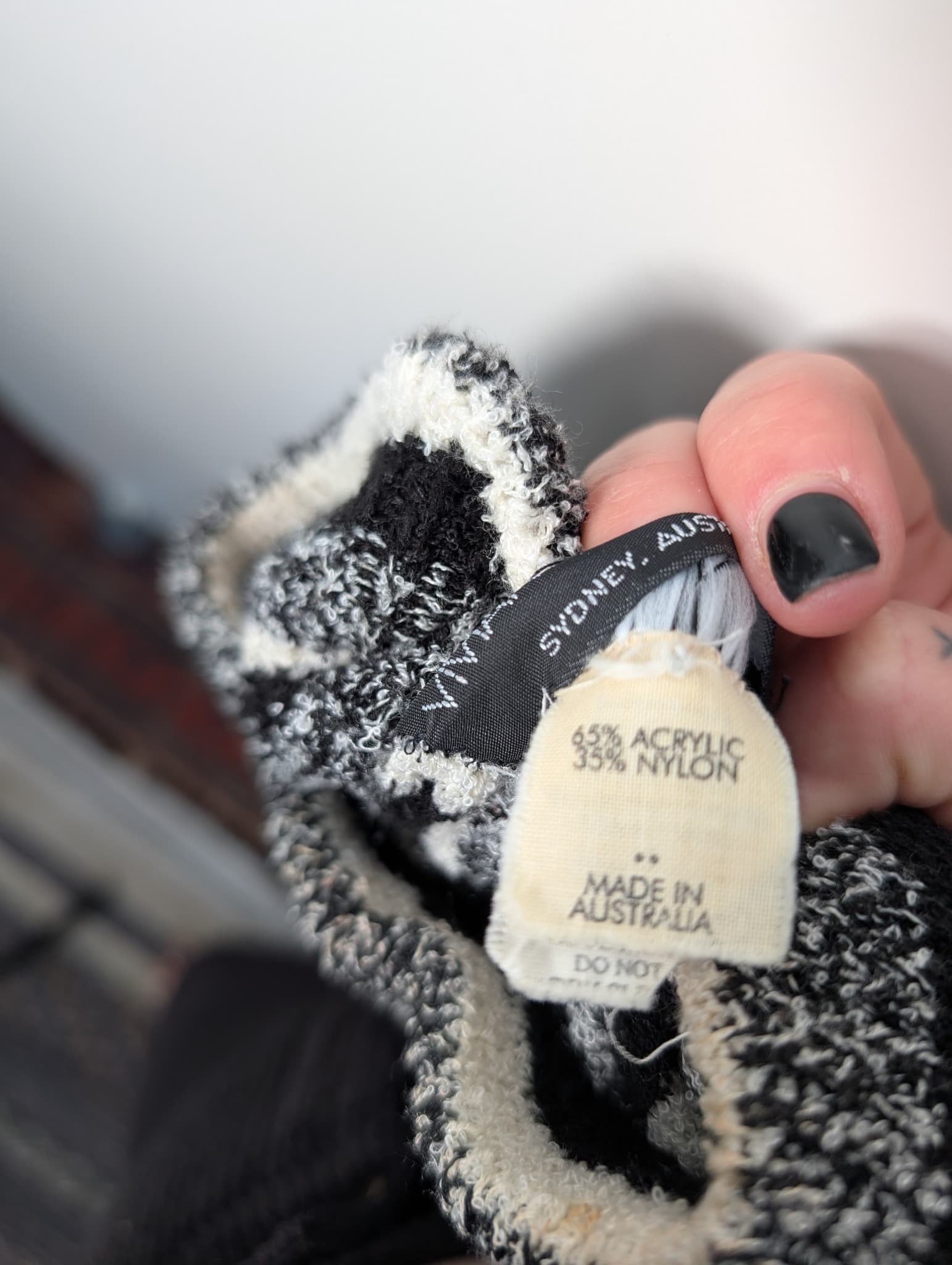 Vivian Chan Shaw Mock Neck Striped Knit Sweater Black Grey — photo 6 of 7