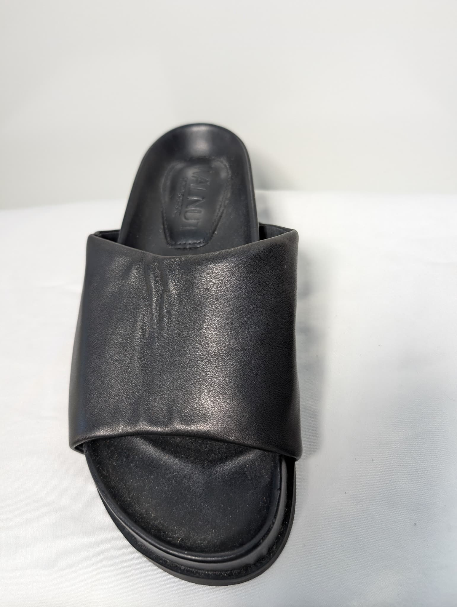 Walnut Melbourne Kendall Platform Slides Black Leather Size 37 — photo 2 of 9