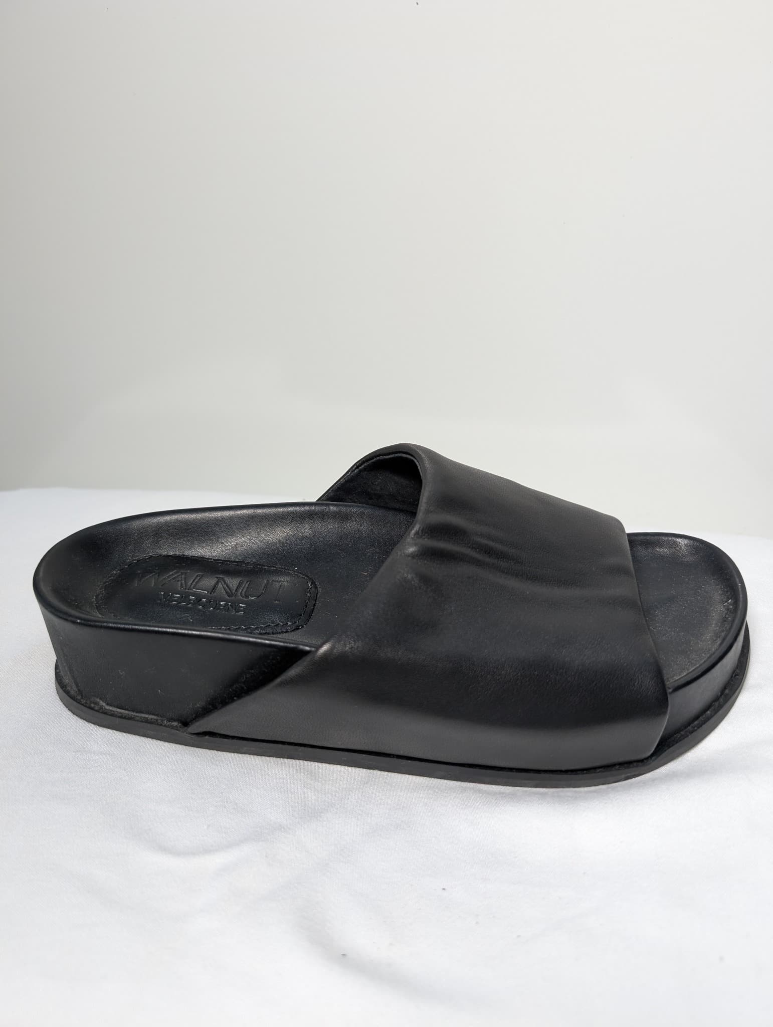 Walnut Melbourne Kendall Platform Slides Black Leather Size 37 — photo 5 of 9