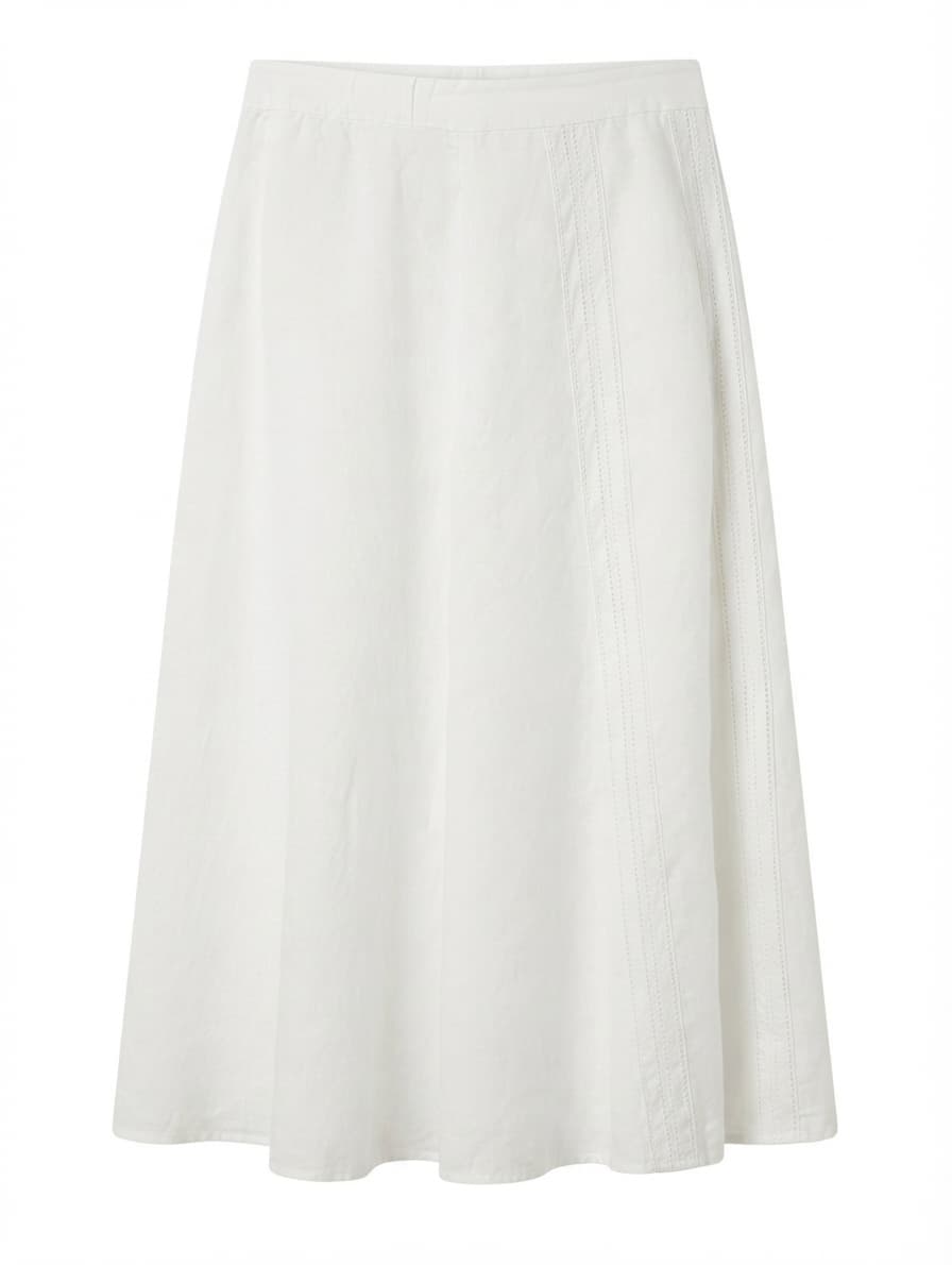 White Linen Midi Skirt with Eyelet Lace Detail EU 46 — photo 1 of 7