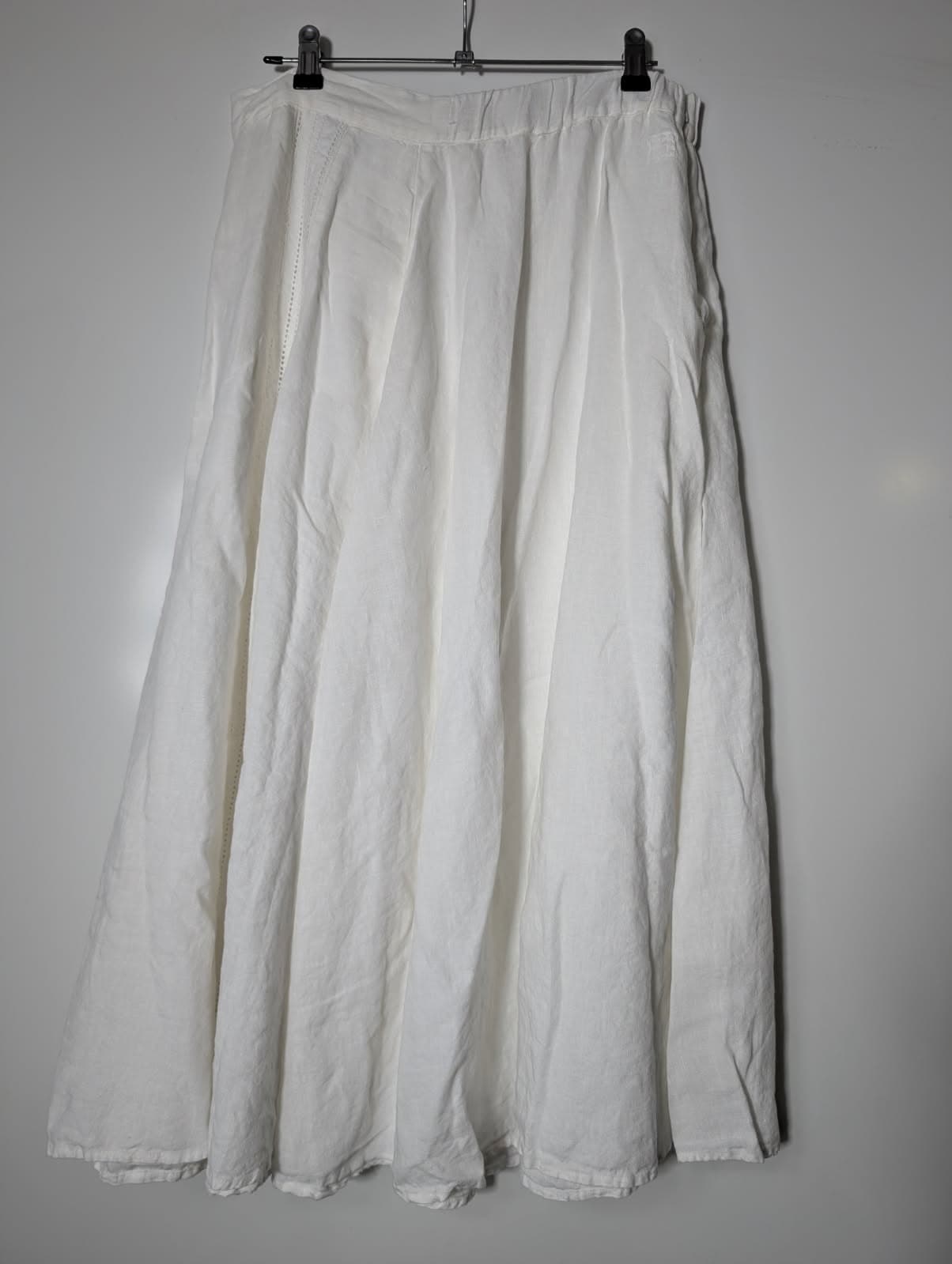 White Linen Midi Skirt with Eyelet Lace Detail EU 46 — photo 3 of 7