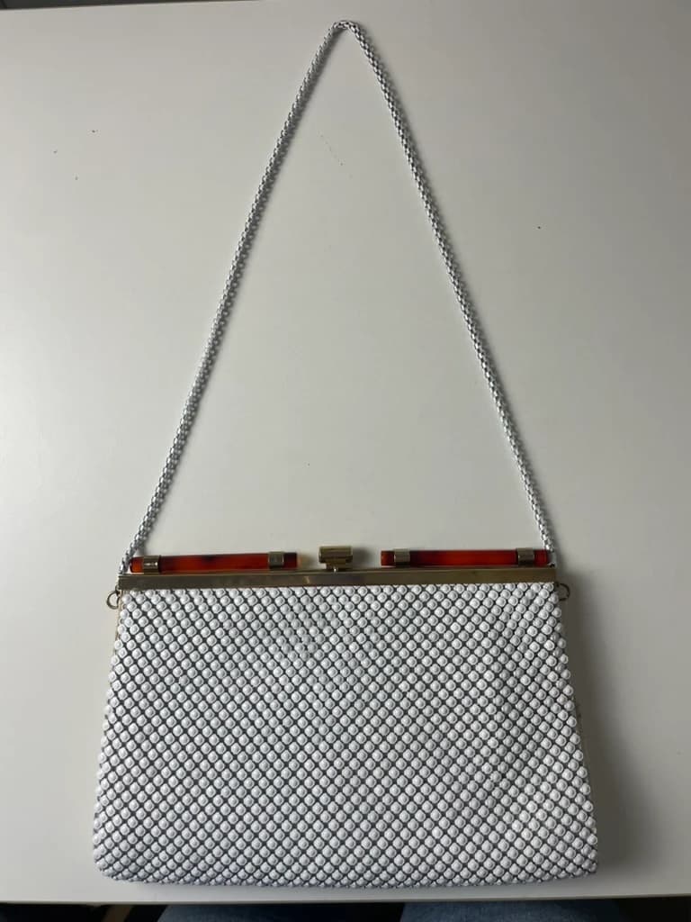 White Metal Mesh Evening Handbag with Gold-Tone Frame — photo 7 of 10