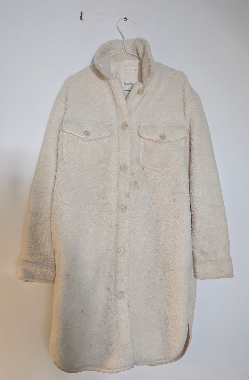 Wilfred Free Teddy Shacket - Cream Sherpa Faux Fur Jacket Size S — photo 2 of 6