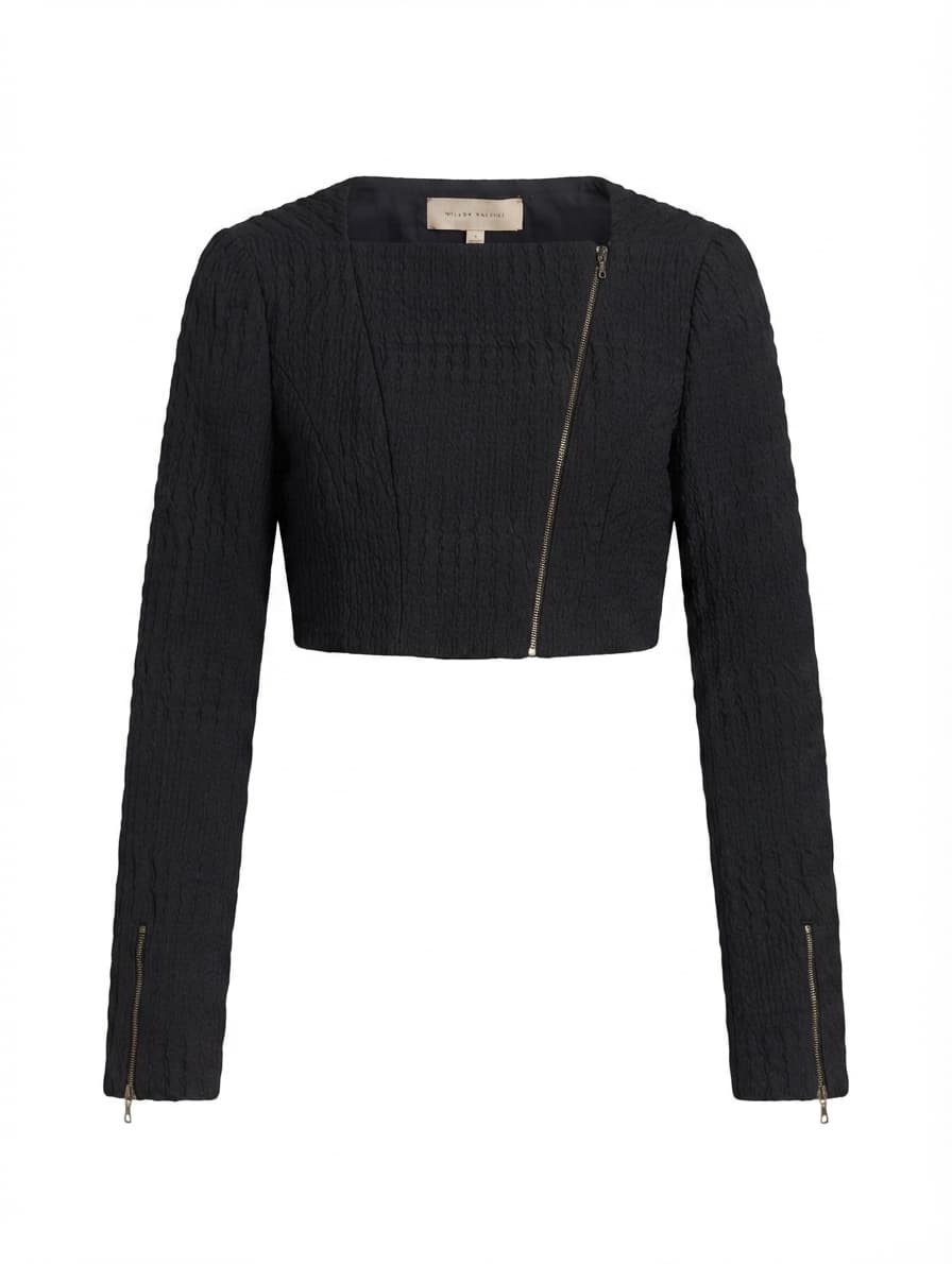 Willow Cropped Zip Jacket Black Textured — photo 1 of 11
