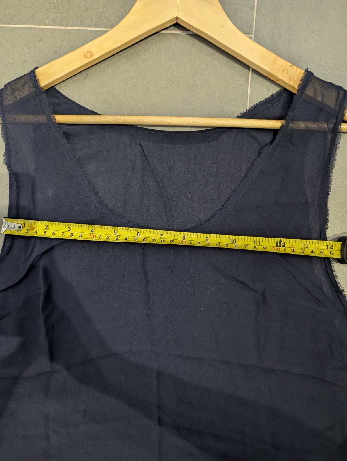 Willow Ltd Sheer Black Sleeveless Tank Top - Raw Edge Detail — photo 3 of 9
