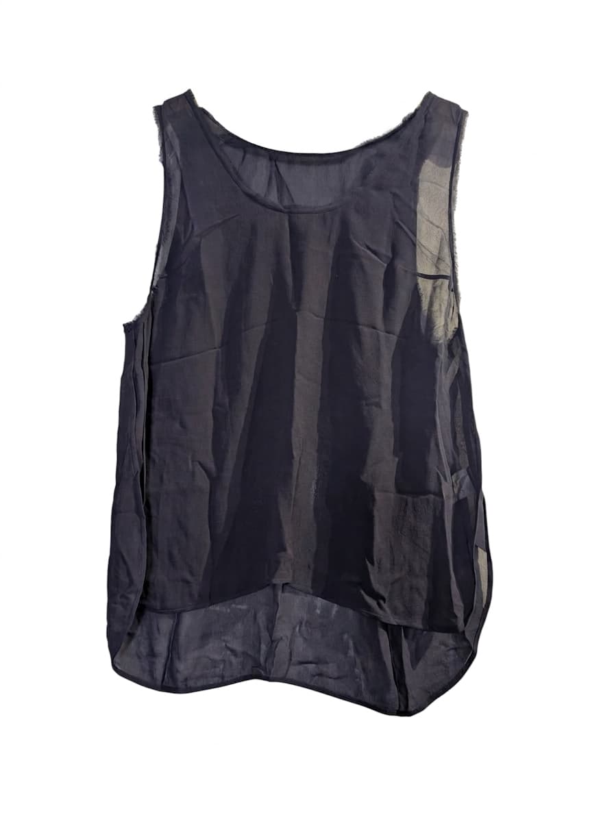 Willow Ltd Sheer Black Sleeveless Tank Top - Raw Edge Detail — photo 1 of 9