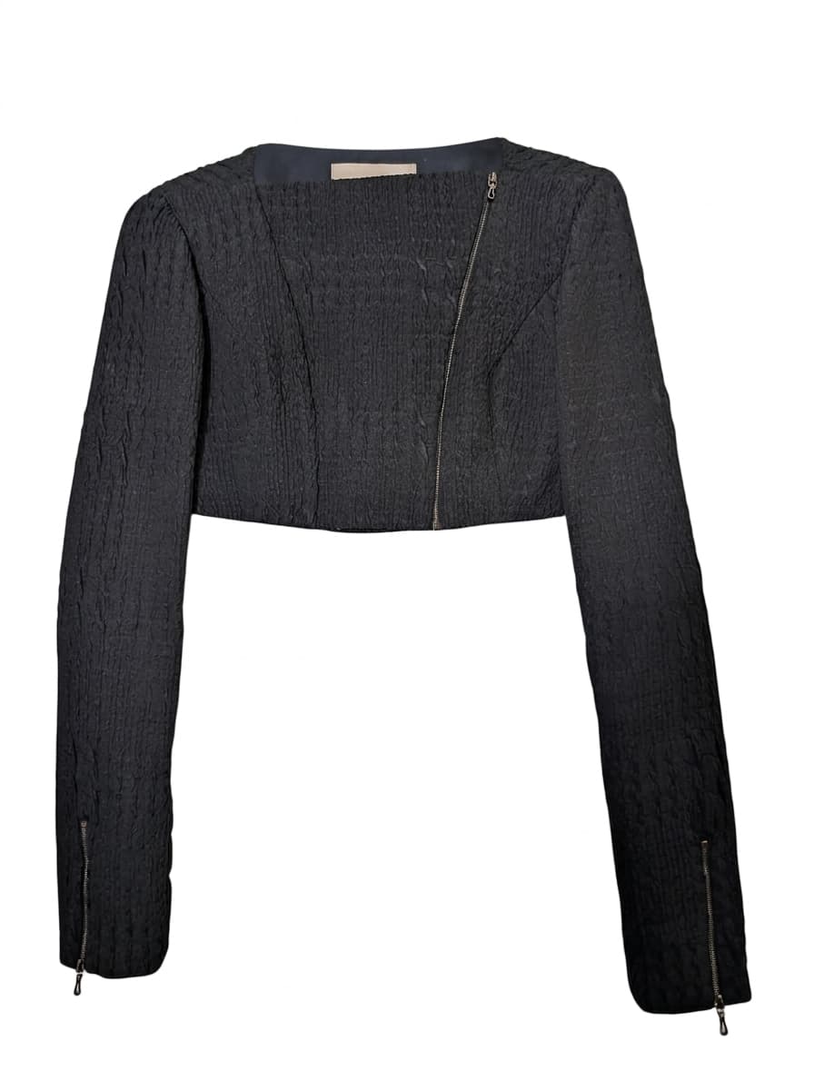 Willow Textured Cropped Biker Jacket - Black Women's Size 8 — photo 1 of 10