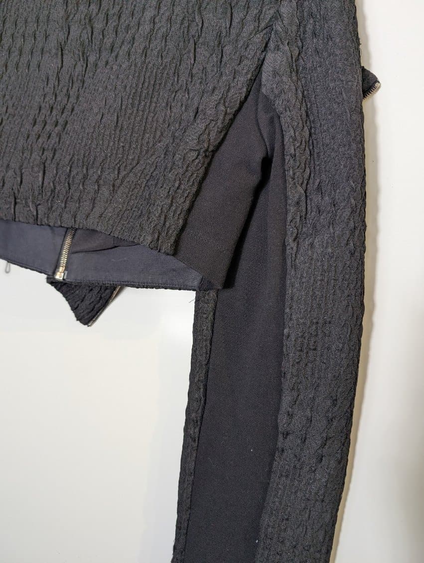 Willow Textured Cropped Biker Jacket - Black Women's Size 8 — photo 9 of 10