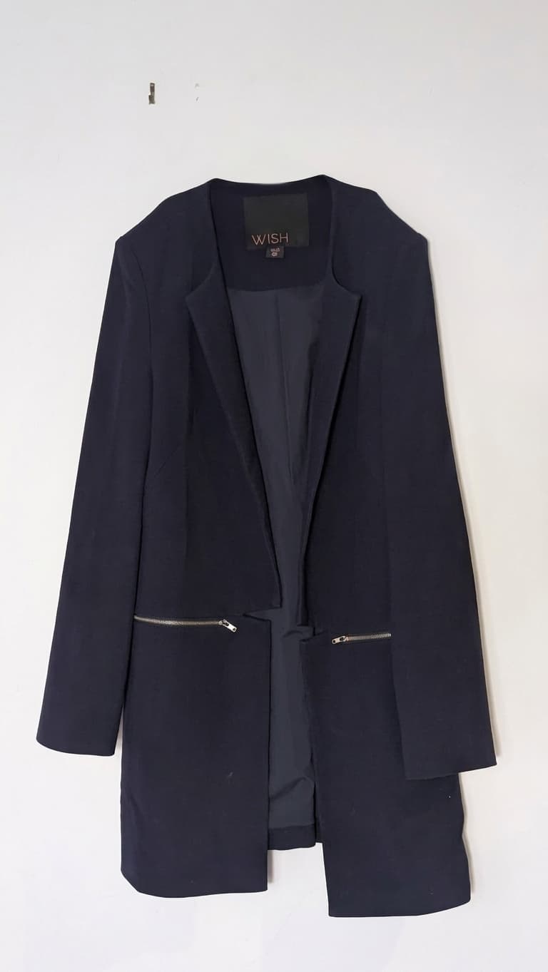 Wish The Label Navy Blue Arosa Longline Blazer Jacket - Women's Size 12 — photo 1 of 5