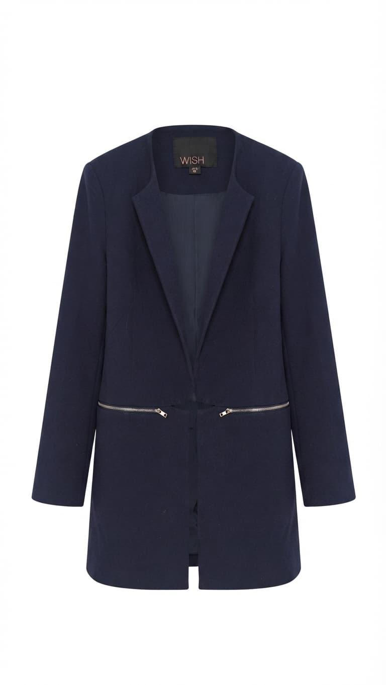 Wish The Label Navy Blue Zipper Detail Blazer Jacket AU 12 — photo 1 of 8
