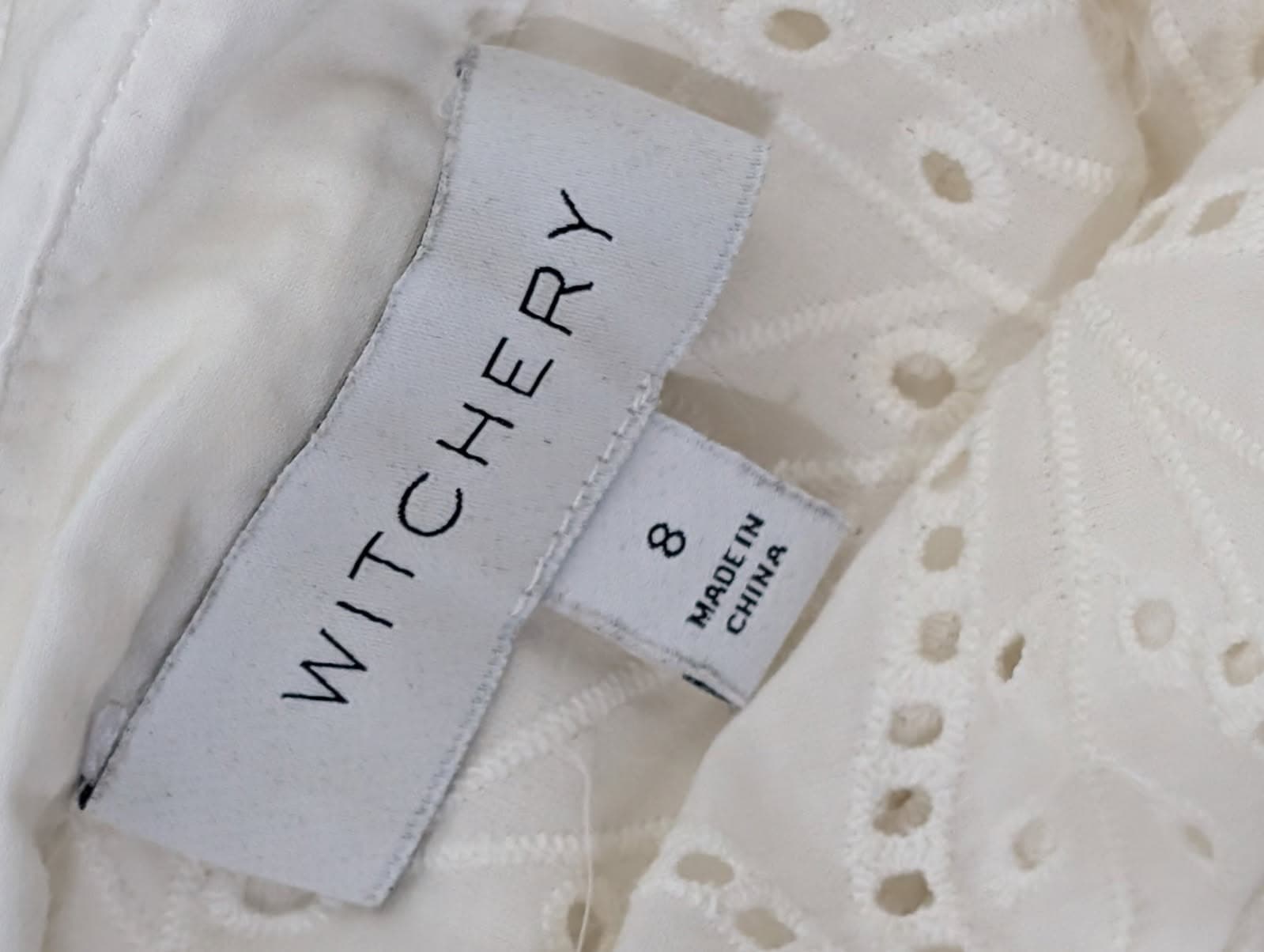 Witchery Broderie Anglaise Button-Down Shirt White Women's Size 8 — photo 2 of 9